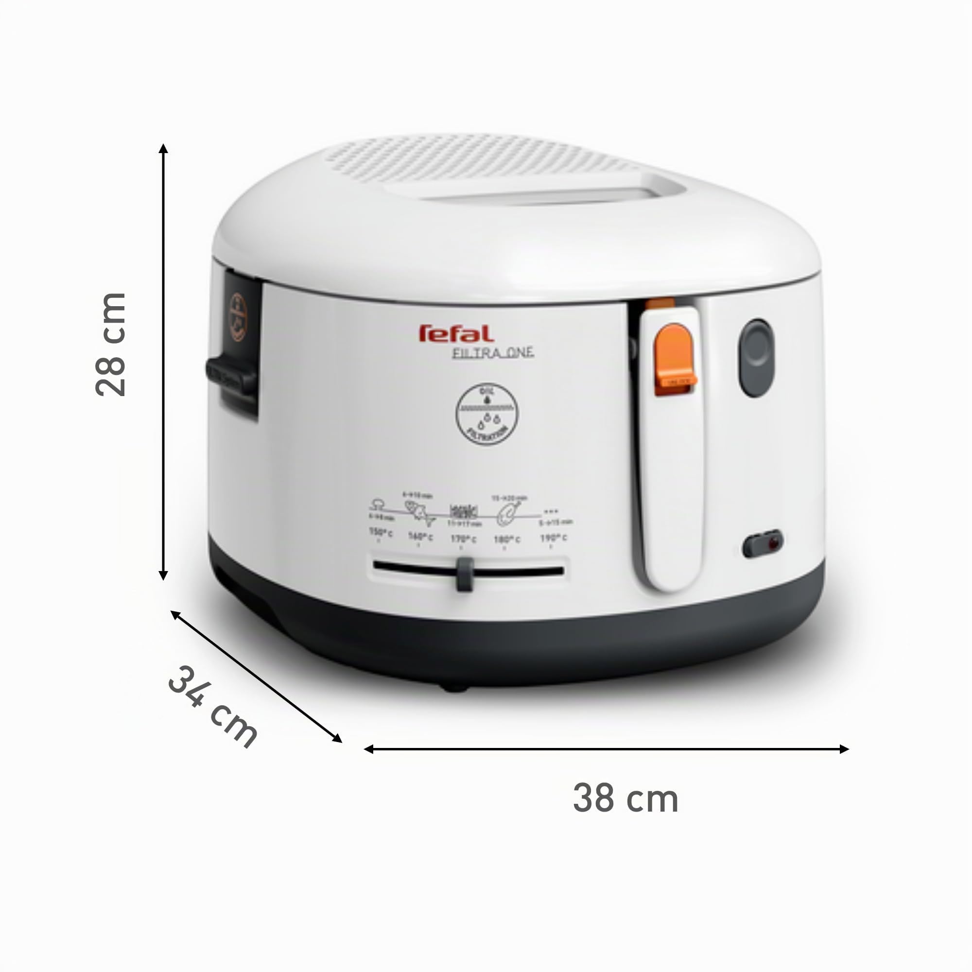 Tefal Filtra One Friteuse classique, Filtration de l'huile, Température réglable, Revêtement antiadhésif, Blanche FF163111