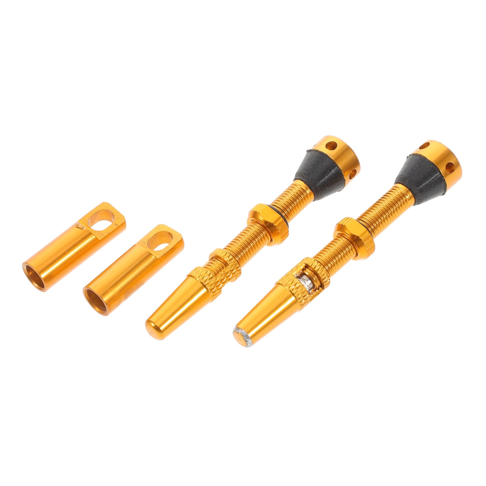SOLUSTRE 4pcs Valve Adapter Kit for Air Compressor with Core Removal Tool Vacuum Valve for Tubeless Tires Compatible with Mountain Road Golden Finish