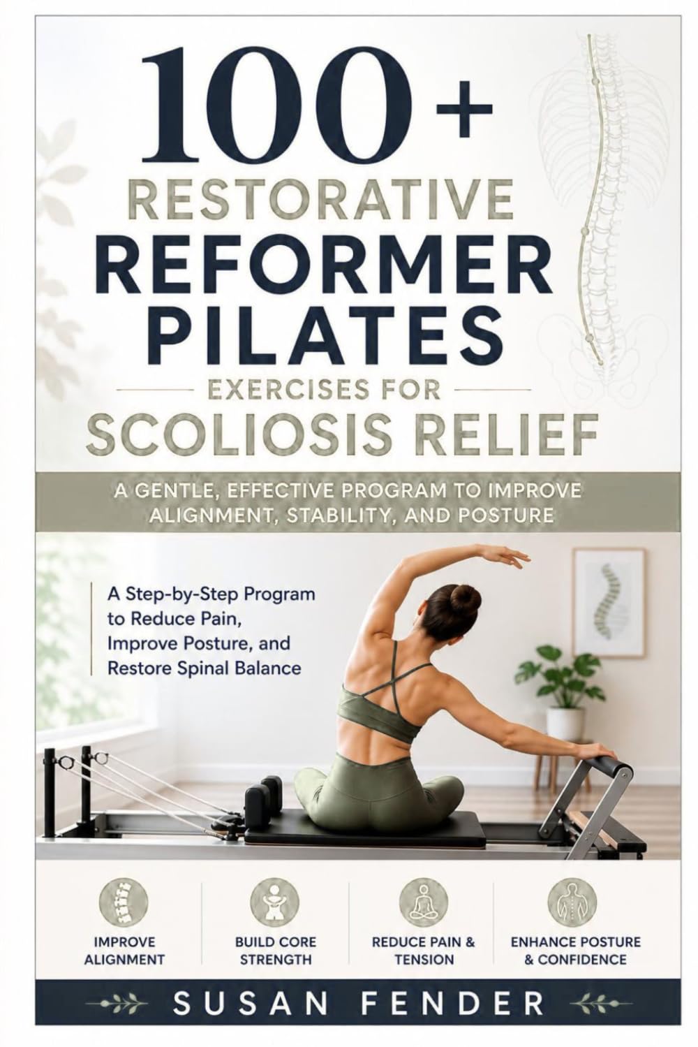 100+ RESTORATIVE REFORMER PILATES EXERCISES FOR SCOLIOSIS RELIEF A GENTLE, EFFECTIVE PROGRAM TO IMPROVE ALIGNMENT, STABILITY, & POSTURE: A Step-by-Step Program to Reduce Pain & Restore Spinal Balance