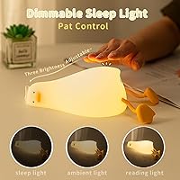 Vista 3 de Lying Flat Duck Night Light, Cute Silicone Light Up Duck, 3 Level Dimmable Nursery Nightlight, LED Duck Lamp, Rechargeable Bedside Touch Lamp for