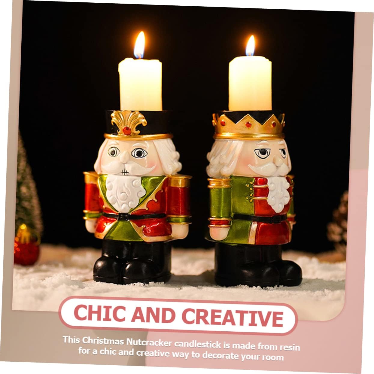 PRETYZOOM Nutcracker Candle Holder Creative Resin Stand for Christmas Decoration Tabletop Adornment for Home Unique Holiday for Family and Friends