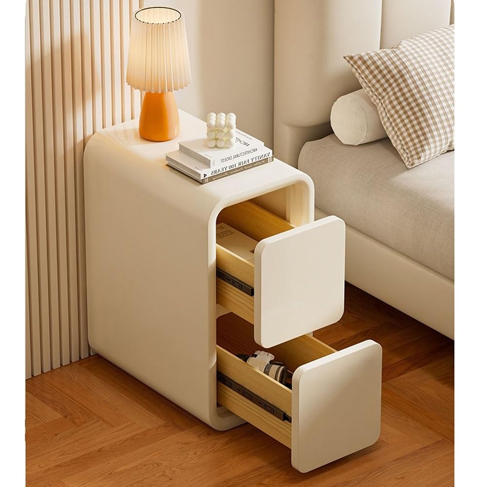 Wąska noc z Ders us Design stolik pomocniczy do pokoju i salonu Bei 30 x 39,9 x 50 cm Slish Sto Solut