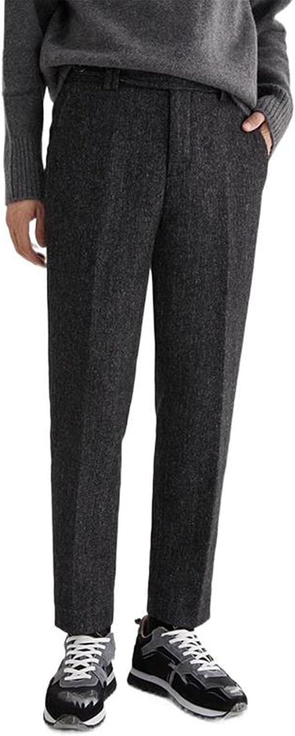 Men's Suit Pants Autumn Winter Straight Leg Loose Business Casual Office Dress Trousers for Men