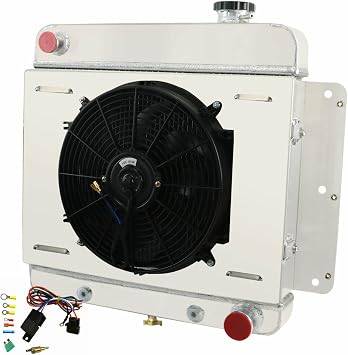 High Performance 4 Row Radiator For 1962-1967 1966 Chevrolet Chevy II Nova Base Nova SS L6 V8 1963 1964 1965 Aluminum Radiator Shroud fan Relay Kit