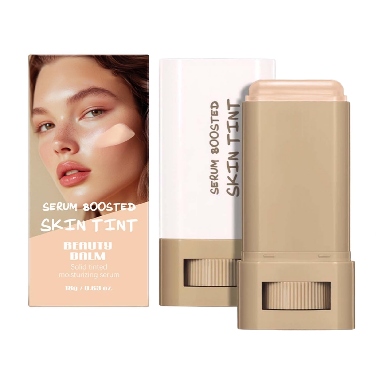 Tinted Moisturizer Stick - Foundation Serum Hybrid for a Natural Healthy-Looking Glow Hydrating Skin Tint Balm with Buildable