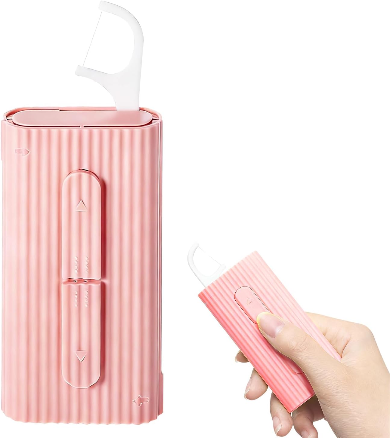 Dental Floss Portable Case,Automatic Dental Floss Pick Box,Travel Floss Pick Holder,Refillable Floss Pick Dispenser,Storage 10 Picks Adult Floss in Box for Cleaning Teeth and Oral Care (Pink x 1)