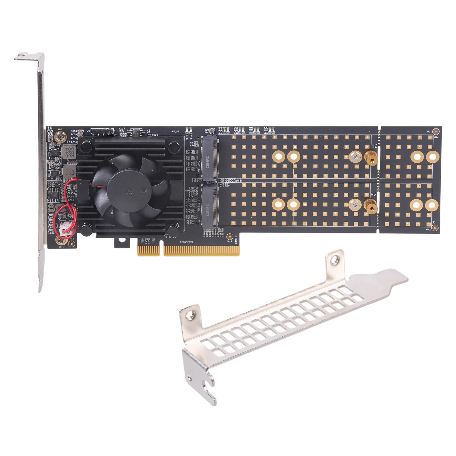Tarjeta de expansión PCIe3.0 NVMe para 4 configuraciones, no requiere configuración BIOS, ventilador activo, montaje universal, tarjeta de expansión NVME de refrigeración activa