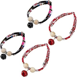 Hohopeti 4 Peças De Corda Para Animais De Estimação Japandi Decoração Colar De Sino Colar Para Cachorro Coleira De Gato Ajustável Coleira De Cachorro Decorativa Coleiras De Gato O Cão