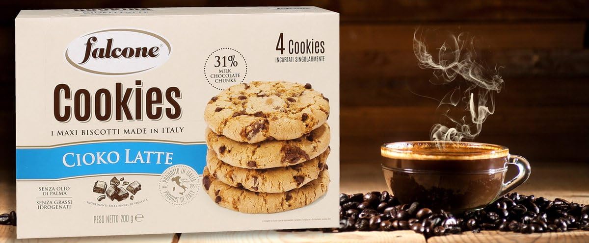 FALCONE Cookies Cioko Latte, Kekse mit Milchschokoladenstückchen 6x 200g + Italian Gourmet polpa 400g