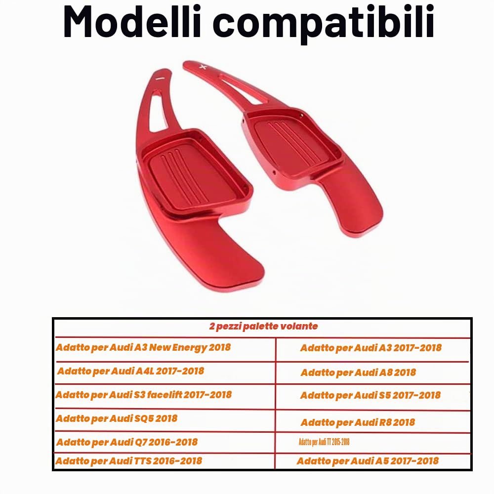 CT-CARID 2Pcs Palette Volante per Auto Shifter Paddle Lega di Alluminio estensioni cambio volante per A udi A4L, A5, Q7, TT, TTS, S4, Q2, S3, 2016-2017
