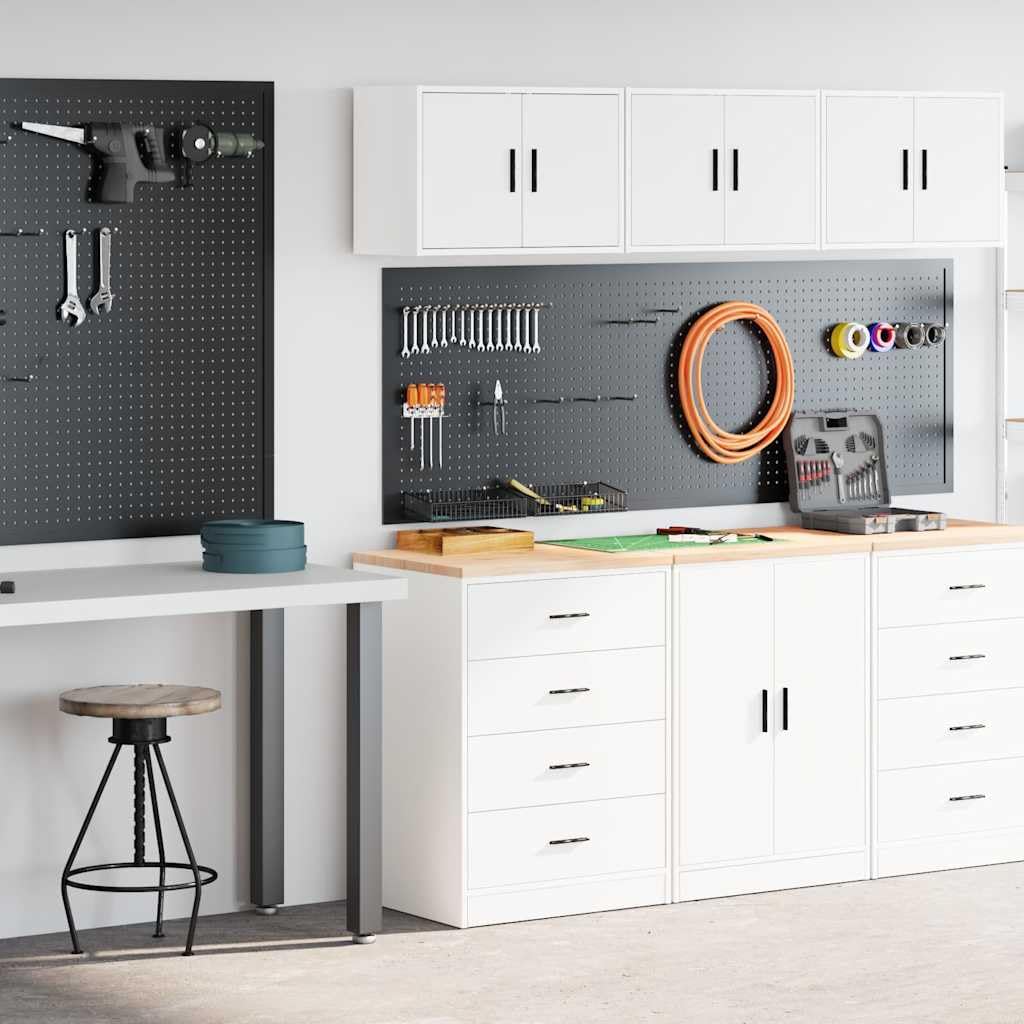 Generisch Garagenschränke 2 STK. Weiß Holzwerkstoff,Wirtschaft Industrie,Gewerbliche Lagerung,Industrieschränke-3328332
