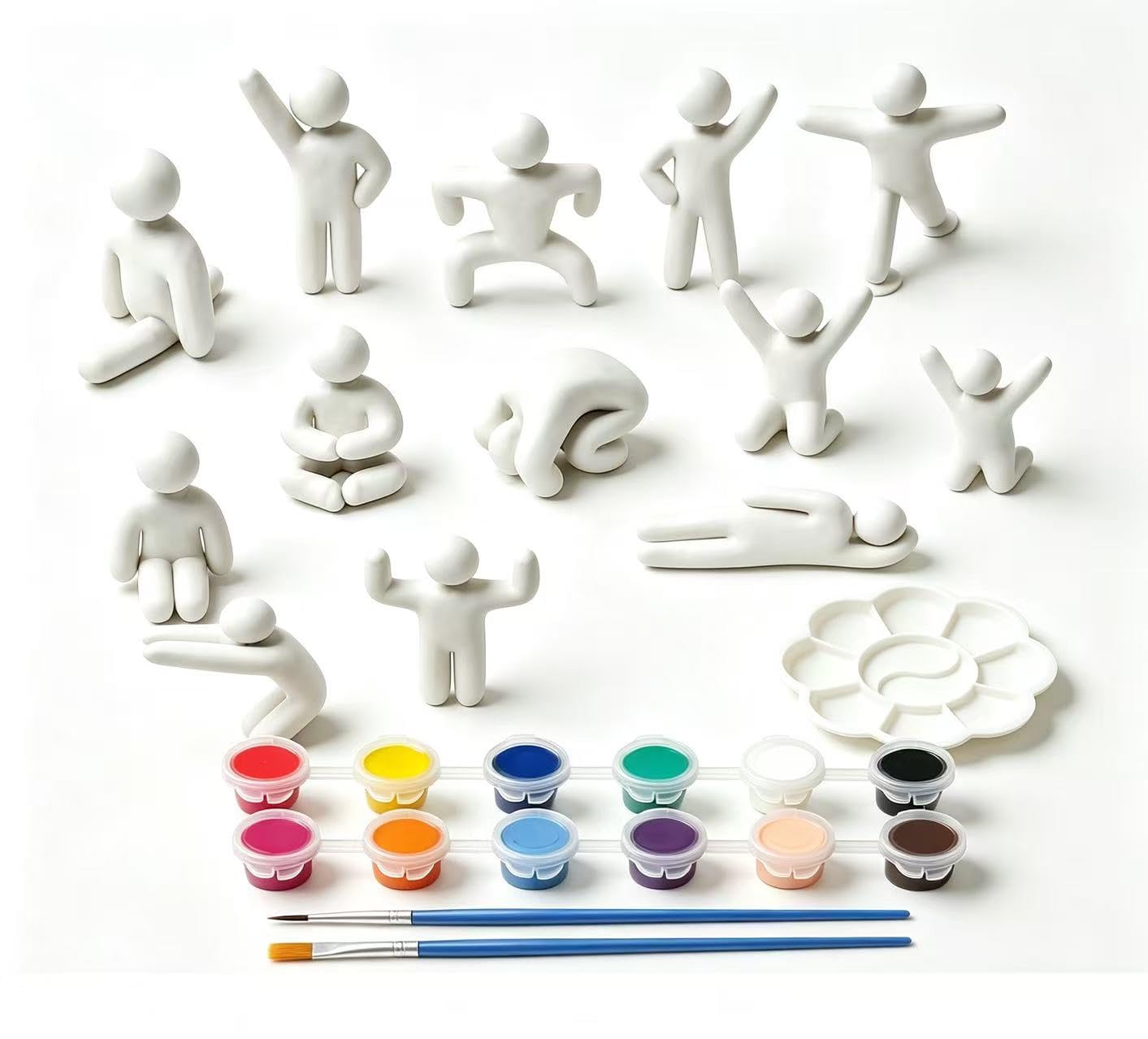 13 PCS Paintable Chameleon Character, 10 Unpainted 3D Printed Figures with Paint Brushes & Paints and Palette, Random Poses for DIY Art, Family Games, Crafts & Decor, 1.37-3.75 Inches