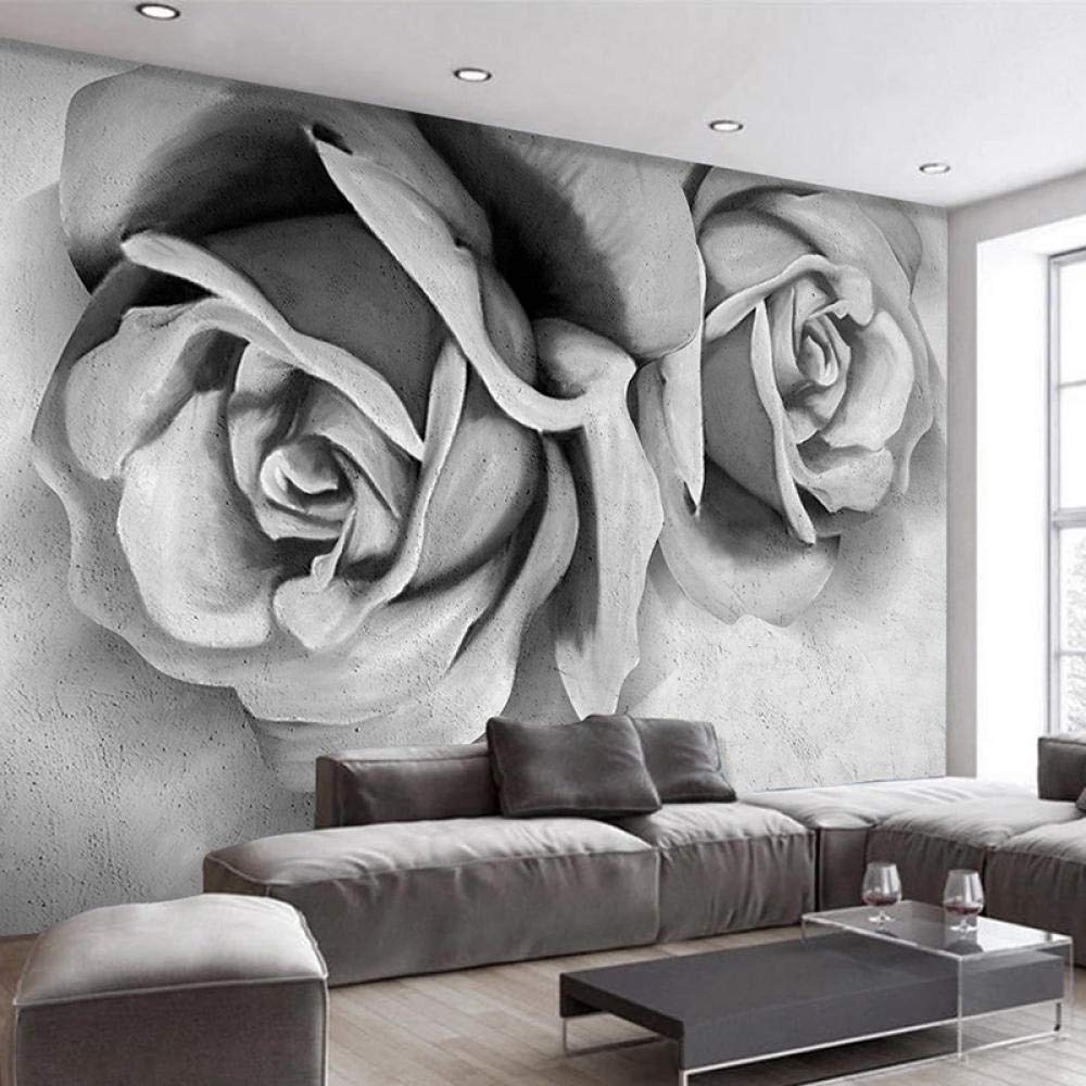 Papel tapiz mural cemento gris 3D en relieve flor rosa dormitorio sala de estar sofá TV decoración de fondo