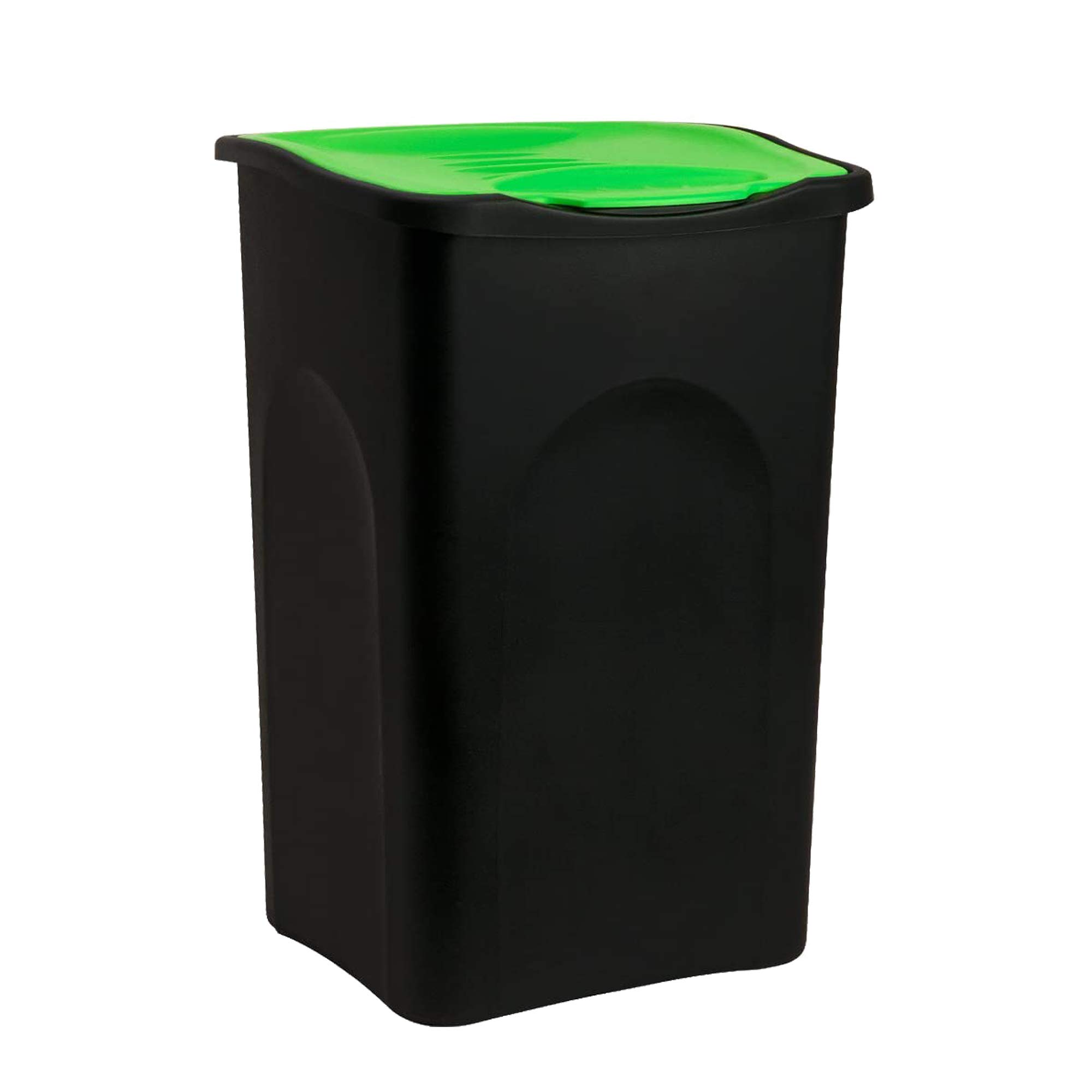 Stefanplast Black/Green Waste Bin With Lid 50 L Trash Can Kitchen Office