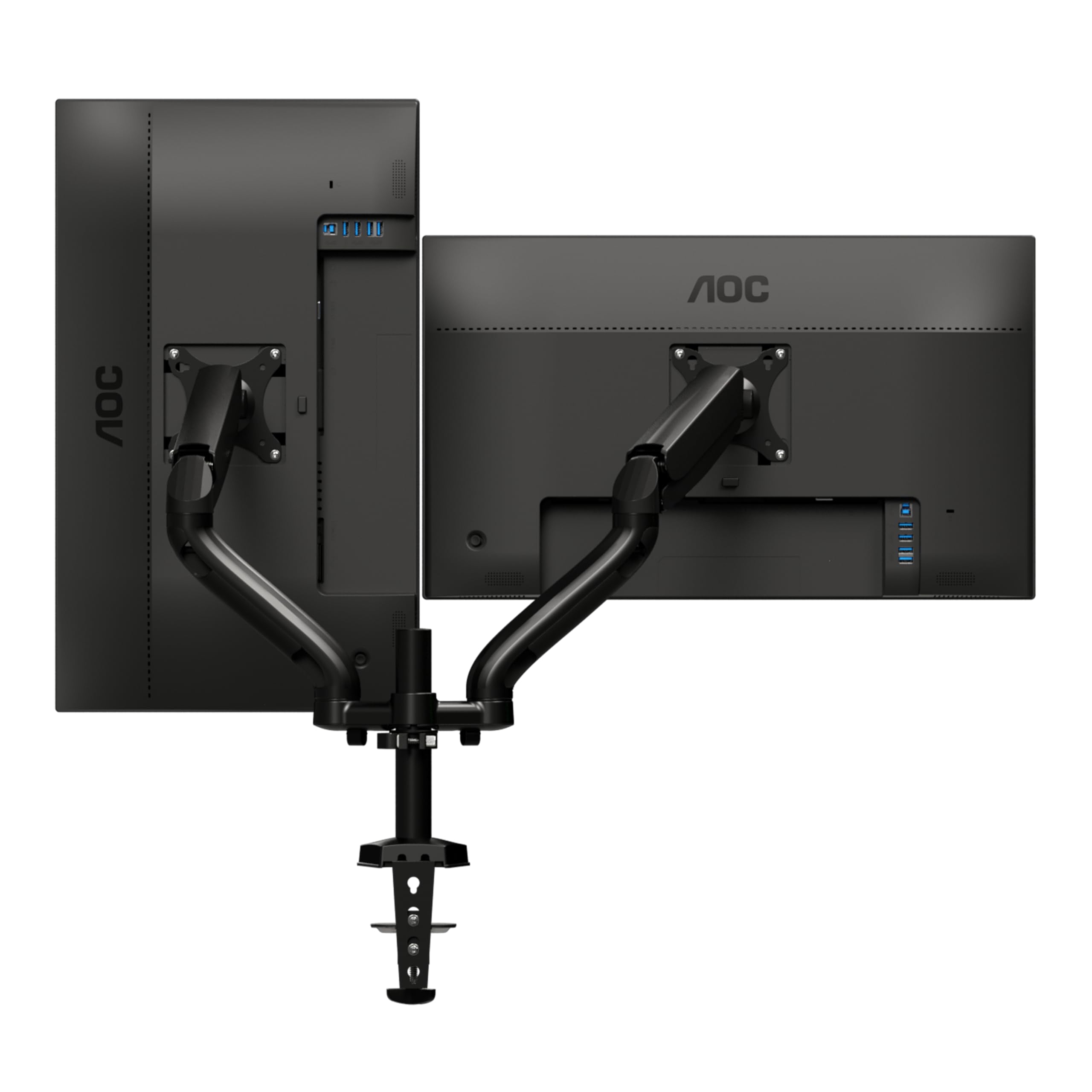 AOC AS110D0 Monitorarm Dual bis max. 27 Zoll 520 mm 100 mm Dual, AD110D0, schwarz