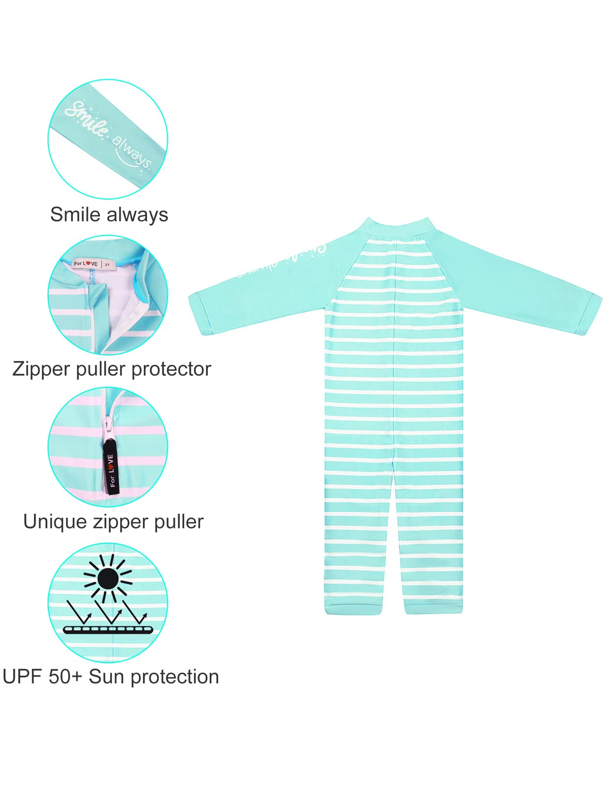 weVSwe Baby Toddler Boy Swimsuit Long Sleeve Baby Swimwear UPF 50+ Sun Protection Rash Guard Swimming Costume with Crotch Zipper 0-3 Years — view 123