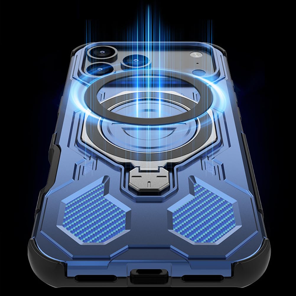 Magnetisch Hülle für iPhone 17 Pro Max/17 Pro/17 Air/17, Dünne Stoßfeste rutschfeste Schutzhülle mit Drehbarer Ringhalter Handyhülle,Schwarz,17 Pro