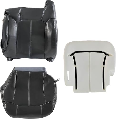 NLQR Fundas de asiento de repuesto para parte inferior y trasera del lado del conductor y cojín de espuma inferior compatible con Chevy GMC 1999
