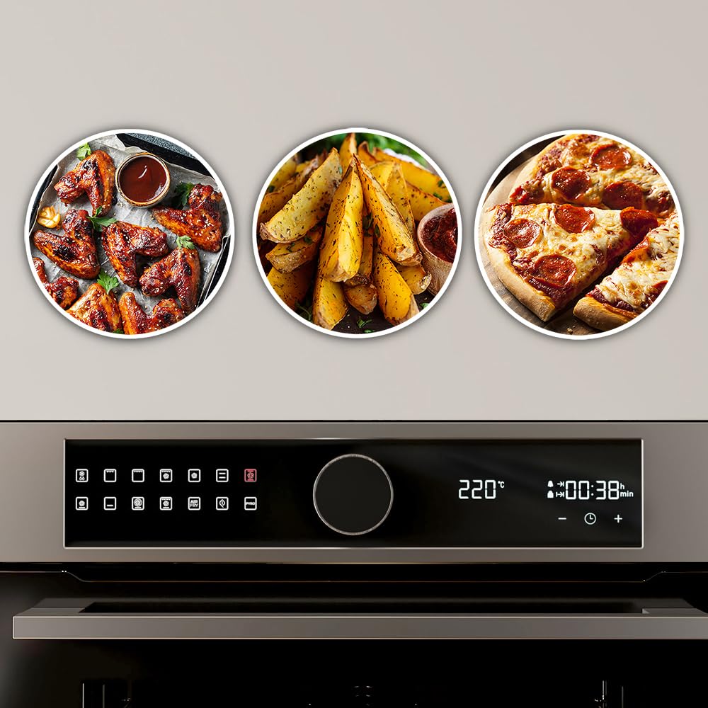 Cecotec Forno da Incasso Pirolitico Bolero Hexa P516000 Line A. Potenza 3250W, 73L, 14 funzioni: Pirolisi, Defrost, Grill, Airfryer. Dual Display e Cooling Fan. Porta Quadrupla Vetro. Classe A