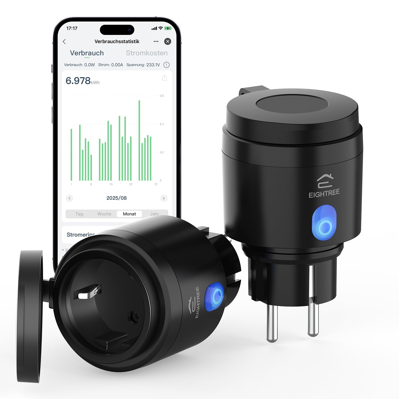 HBN Smart Wifi-stopcontact, set van 4, Smart Home wifi-stopcontact met app, intelligent schakelstopcontact, 16 A, compatibel met Alexa en Google Home