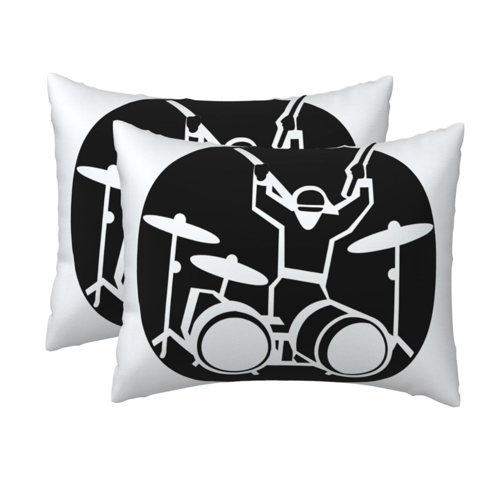 2 Pack Standard Pillow Cases with Hidden Zipper, Soft Breathable Pillow Covers for Hair and Skin, Drummer Pillowcases 20"x26" Bed Pillow Protectors Cover for Sleeping Gifts
