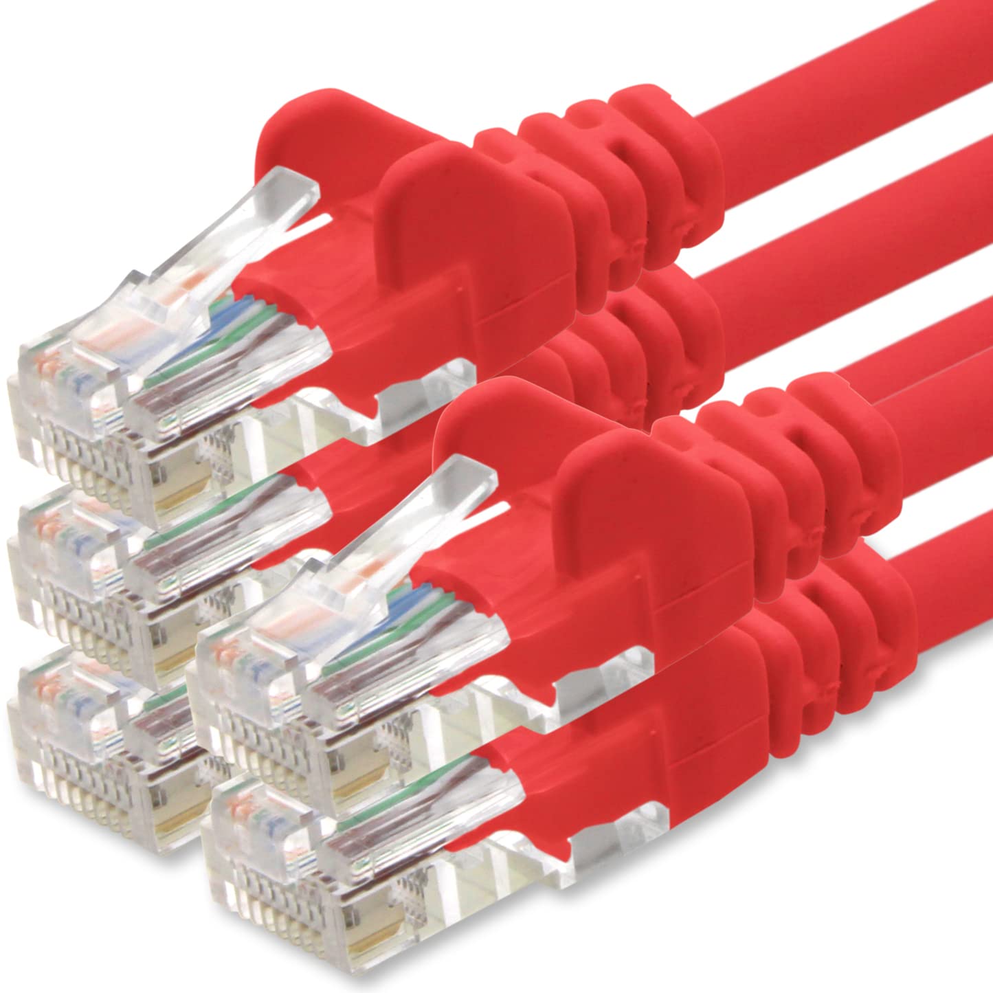 1aTTack.de Netzwerkkabel Cat.6 - rot - 5X - 10m - (Set) - CAT6 Ethernet Kabel Lankabel 1000 Mbits Patchkabel