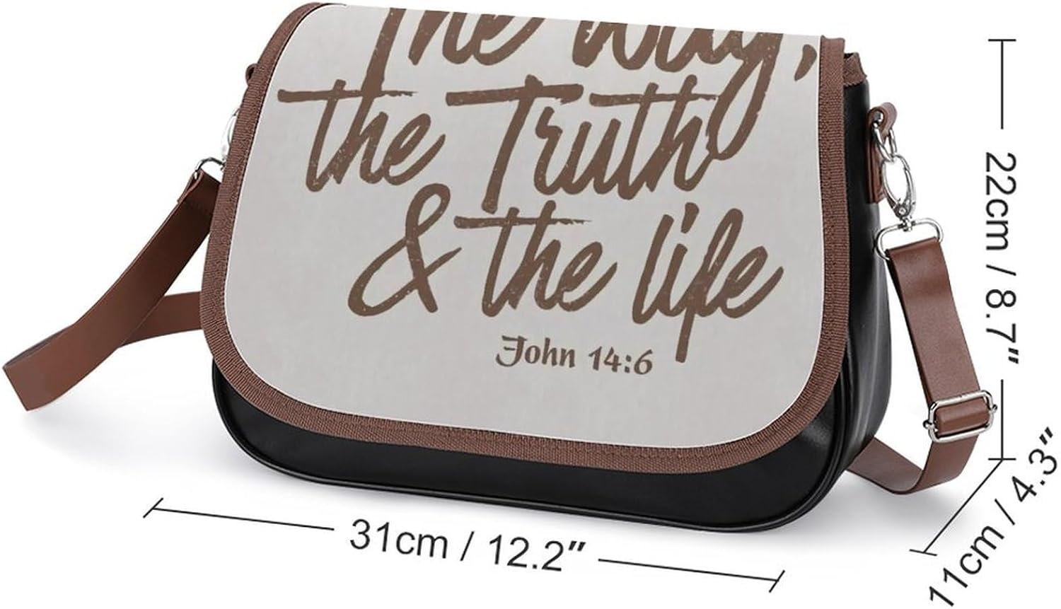 John 14 6 I Am The Way The Truth And The LifeWomen's Faux Leather Crossbody Bag, Waterproof Wrinkle-Resistant Shoulder Bag with Detachable Strap, Large Capacity Casual Handbag, Fashion Daily Purse for