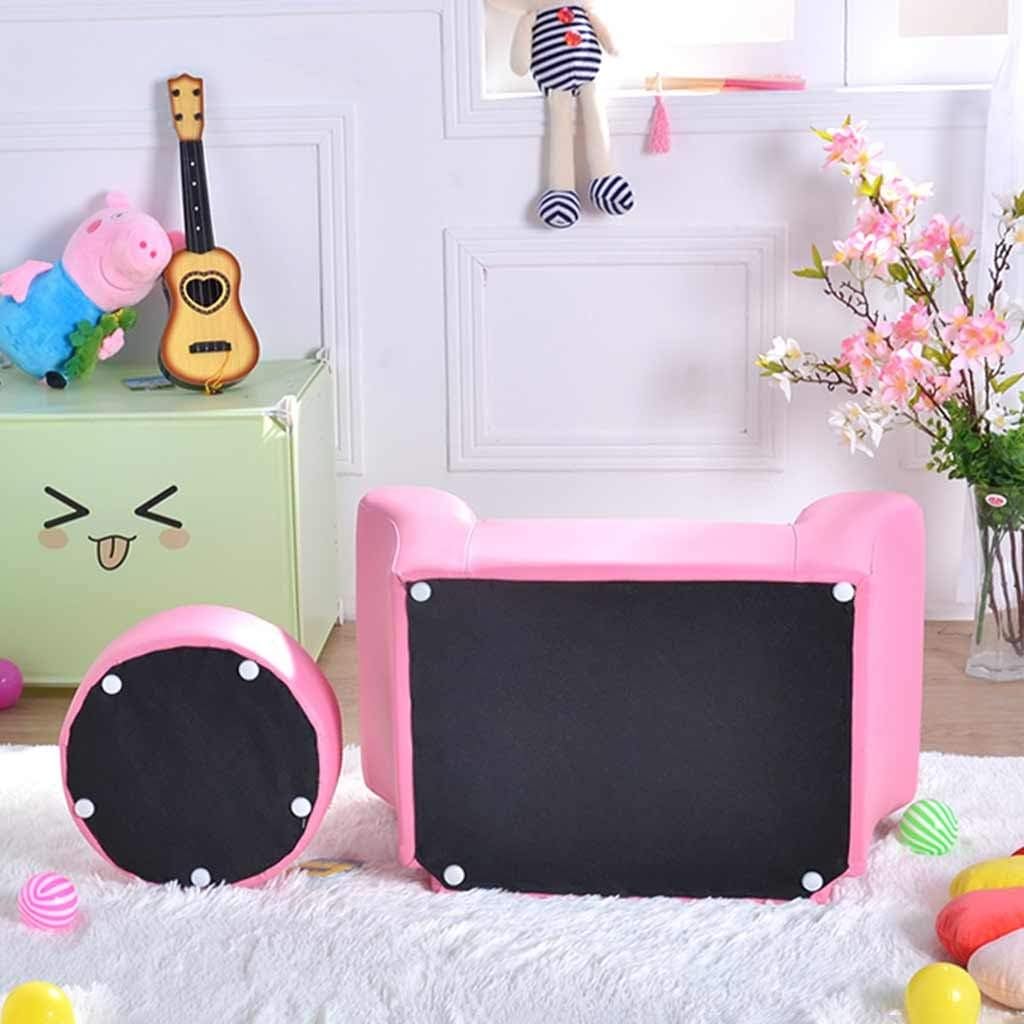 Couch Creative Cute Crown Diamond Sofa for Boys and Girls Bedroom Nursery Reading Corner Cartoon Mini Armchair with Round Footstool Easy to Clean (Color : White Size : 4840cm) (Light Pink 48*40.