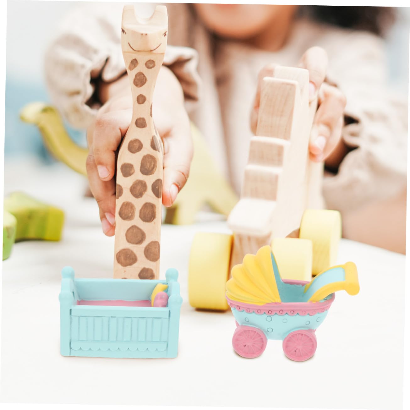 Ciieeo 9stücke Teiliges Cartoon Cake Topper Niedliche Dekoration Für Kuchen Für Feierlichkeiten Wohnaccessoire Babybett Holzpferd Kinderwagen