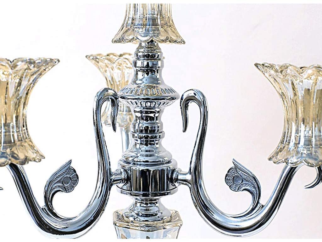 Chandelier Bougeoir rétro, Style européen, décoration de Chandelier en Verre en métal pour Table à Manger dîner Romantique aux chandelles Dîner