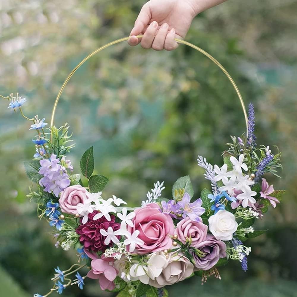Confezione da 6 grandi anelli in metallo a cerchio in macramè oro per realizzare decorazioni di corona di nozze e fai da te acchiappasogni artigianato da parete - 25 cm