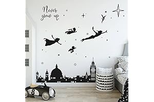 Runtoo Never Grow Up Peter Pan Nursery Wall Decals
