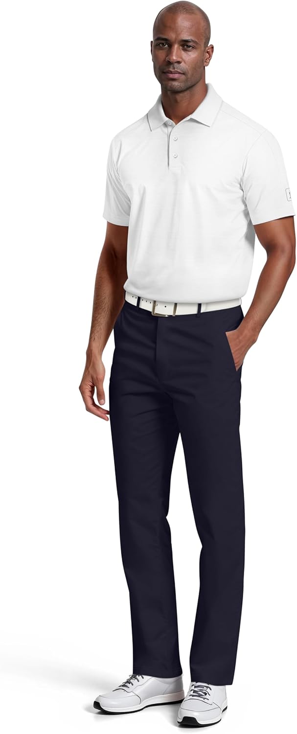PGA Tour Men's Solid Cooling Texture Golf Polo Shirt