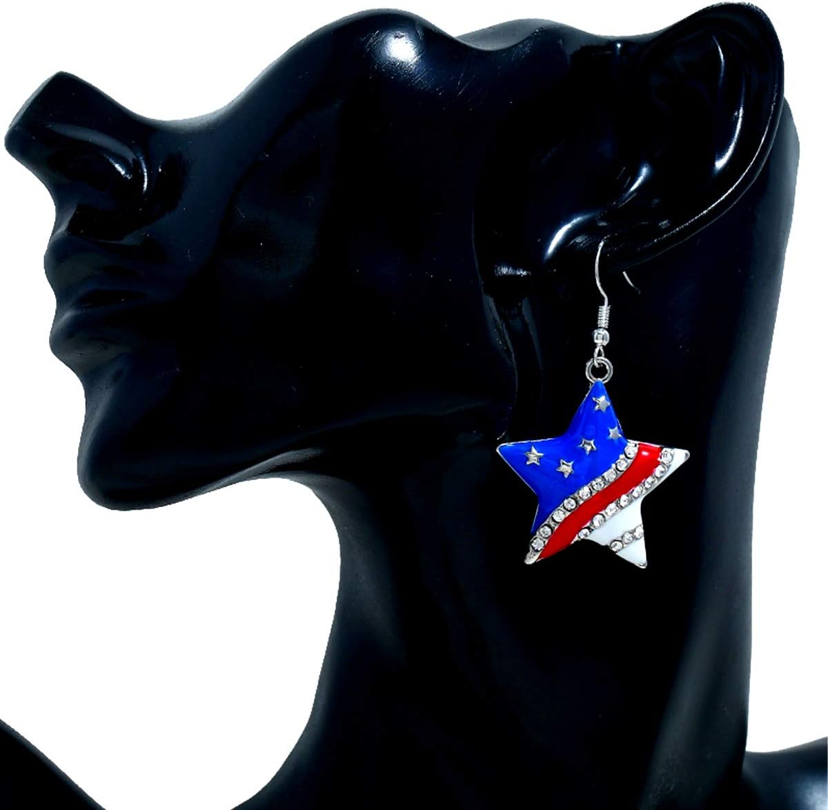 LEPRATO 4th of July Patriotic Earrings Independence Day American Flag Hook Earring for Women - Image 4