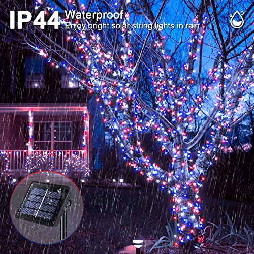 Jmexsuss 2 Pack Red White And Blue Solar Lights 200Led 75.5Ft Patriot Solar String Lights Waterproof, 8 Modes 4Th Of July Lights For Independence Day, Gardens, Tree, Outdoor 4Th Of July Decorations #TOP6
