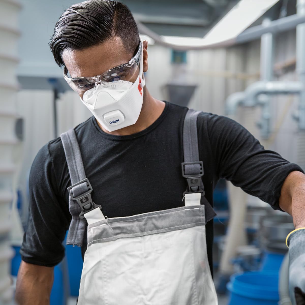 Dräger X-plore 1930 V Masques de Protection respiratoires FFP3 avec valve, Masque anti-poussière jetable pour des travaux de construction, de chimie et de peinture
