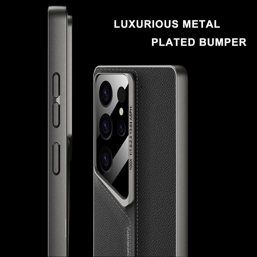 Leather Case for Samsung Galaxy S25 Ultra, Slim Business Sports Car Design Leather Cover,Luxury Shockproof Non-Slip Grip Full Body Protective Cover for Samsung Galaxy S25 Ultra (Black) - Image 3