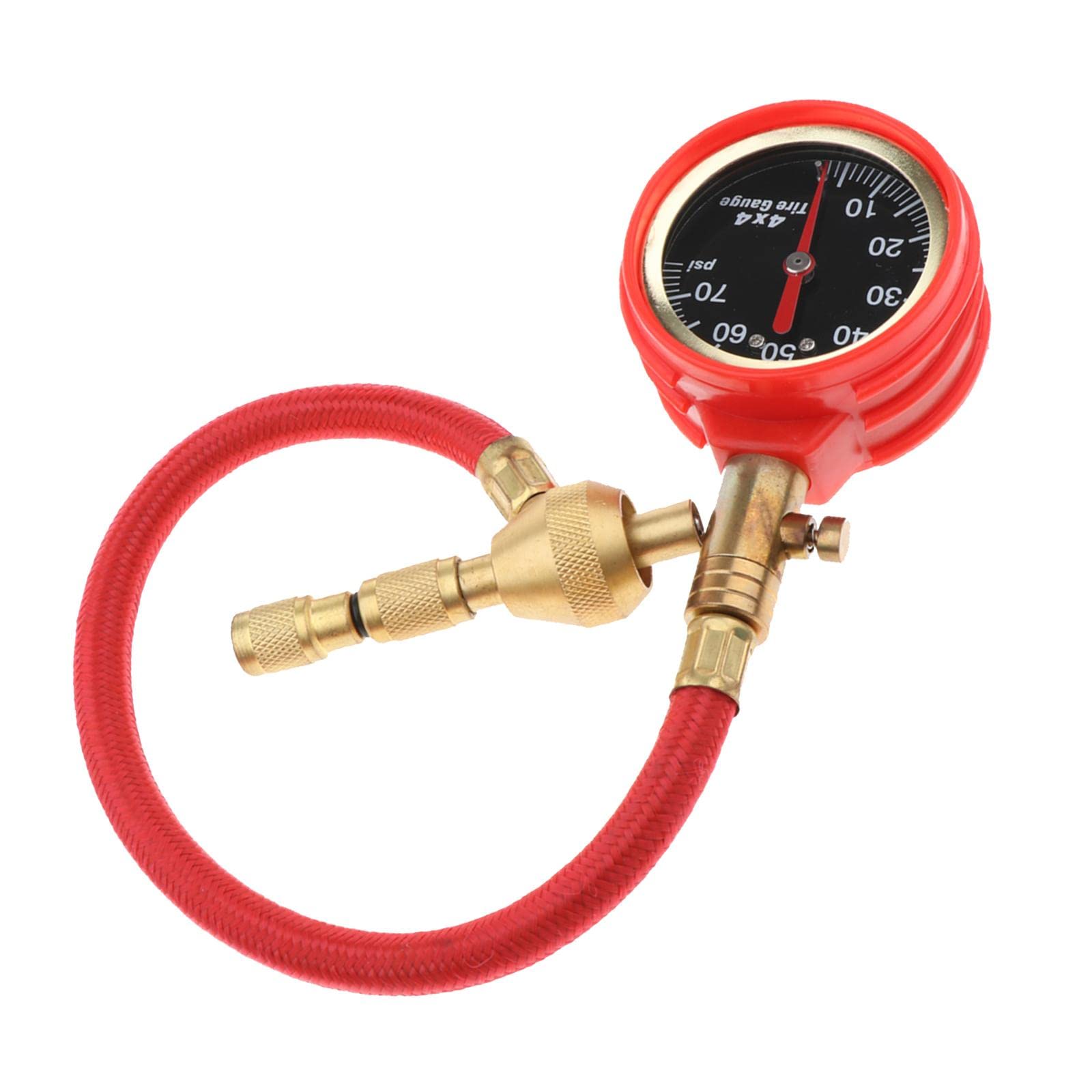 Desinflador de Neumáticos, Desinflador de Aire de 0 a 70 PSI para Manómetro de Presión con Aguja, Herramienta para Válvula, rojo