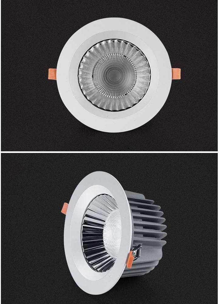 Led Recessed Ceiling Lights Neutral Integrated Spotlights Modern Downlights Ultra Slim Round Die-Cast Aluminum White Grille Lamp for Living Room Bedroom Kitchen,White Light,30W