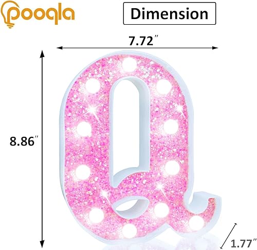 Miniatura 20 de Pooqla - Luz de números con iluminación LED rosa, funciona con pilas, con brillantina, para decoración de fiestas de cumpleaños y hogar Blanco cálido