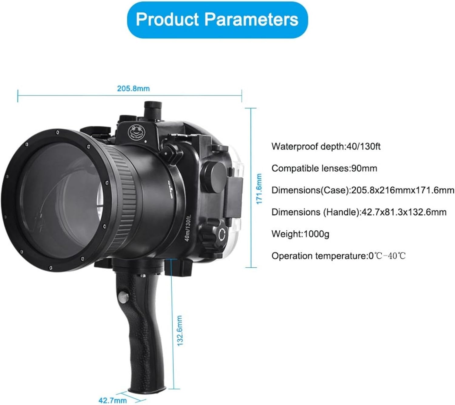 Seafrogs A7 II Pro [40m/130ft] Underwater Housing with Electronic Shutter Handle Kit, Waterproof Case for Sony A7 II Compatible with A7R II A7S II - Black