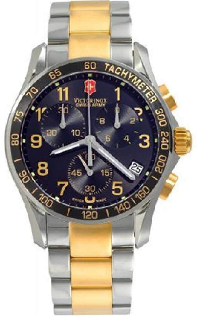 Victorinox Stainless Steel Analog Black Dial Men Watch-241170.1, Multi-Color Band