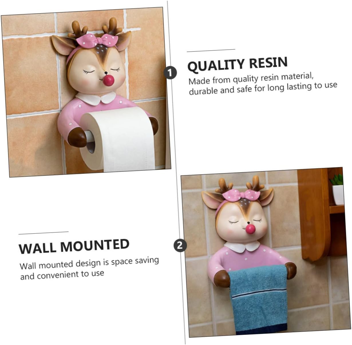 1pc Cute Cartoon Bathroom Toilet Paper Holder Wall-Mounted Storage Rack for Home Office and Hotel Fits Roll Creative Design for Tidy Spaces