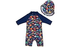 Adorable and Protective: upandfast Baby Boy Swimsuit with Sun Hat for Ages 6-9 Months