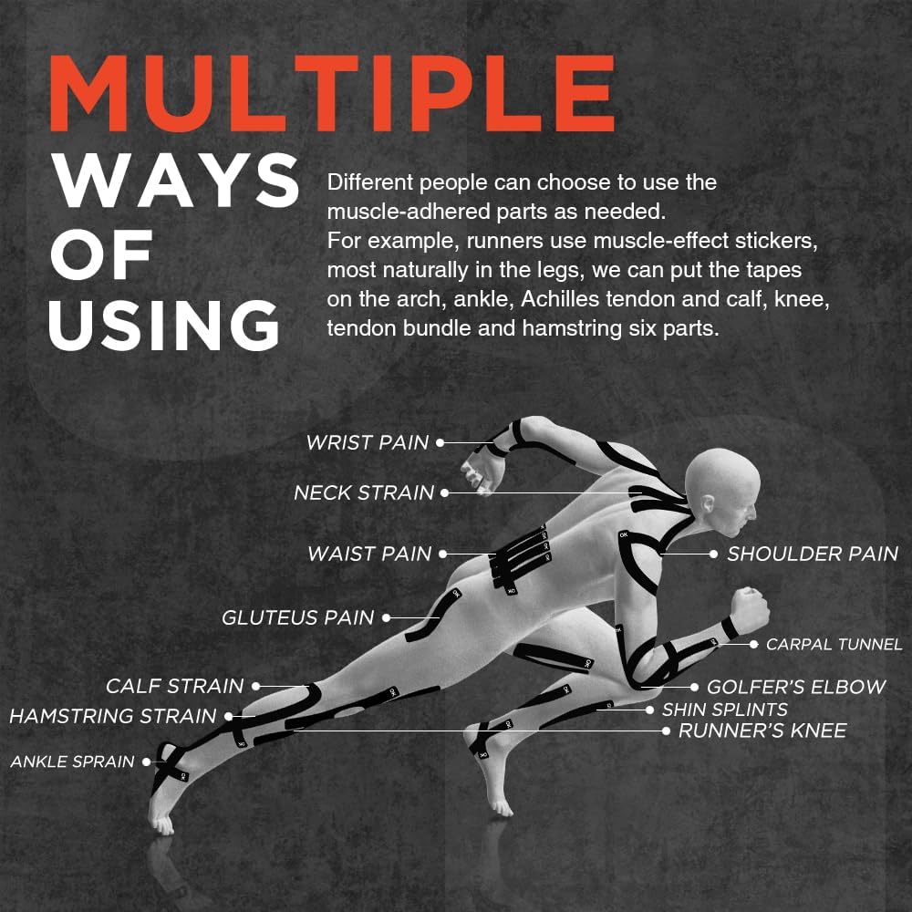 OK TAPE Synthetic Kinesiology Tape Precut Strips, Waterproof Kinesiology Athletic Tape for Joint & Muscle Support, Reflective and Durable Tape, 2in×16.4ft Roll 20PCS | Blue and Green - Image 8