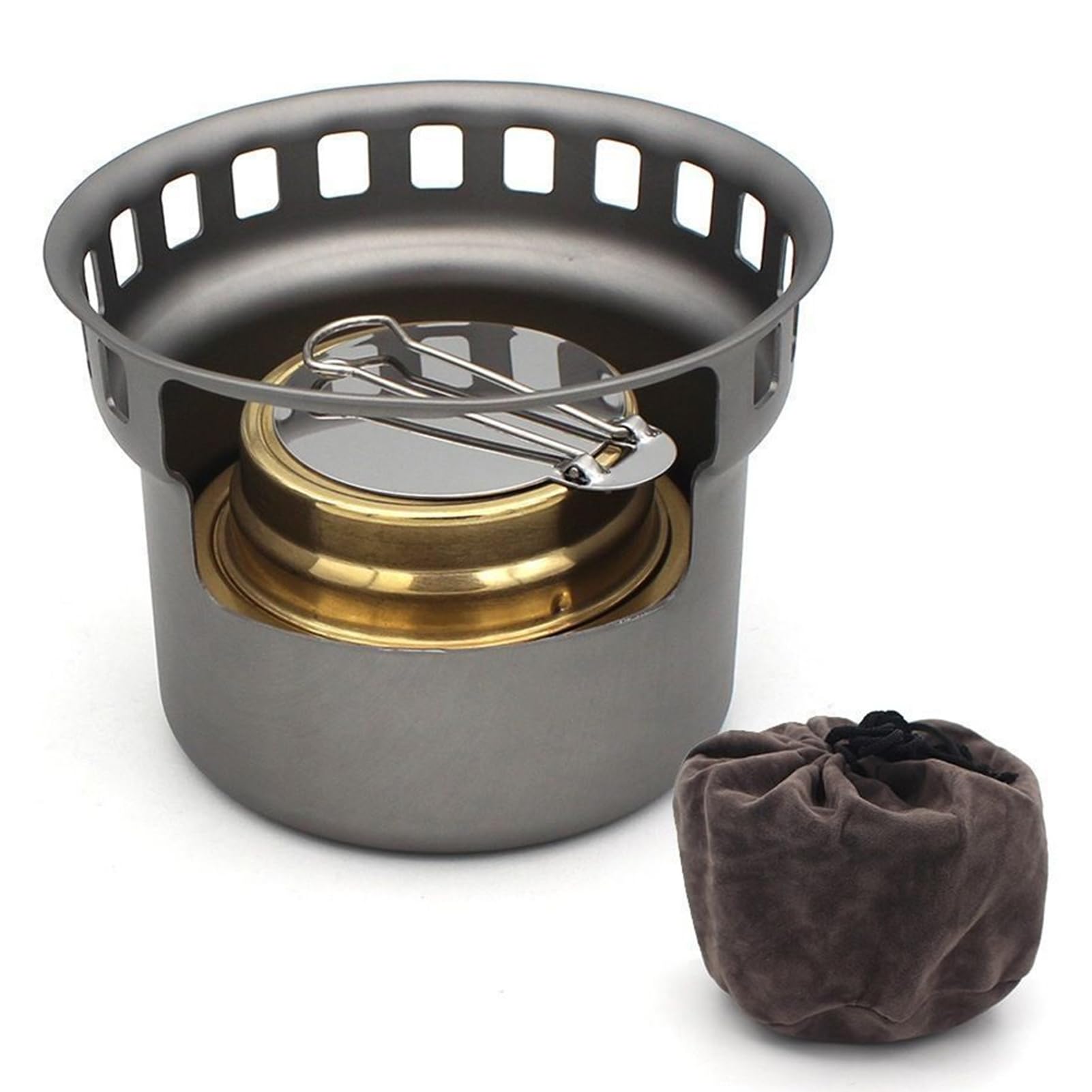 MechKit Alcohol Stove Portable Windproof Burner for Outdoor Cooking Camping Picnic (Gray)