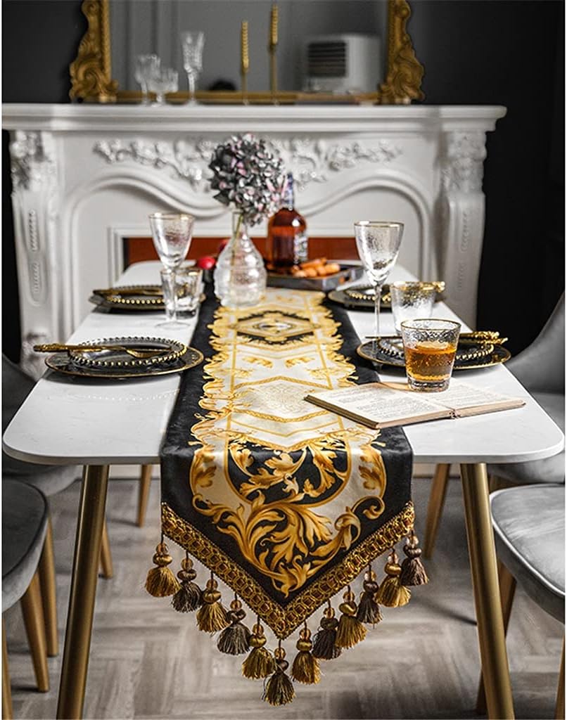JSEIAJB European Retro Long Strip Table Runner American Dining Table Coffee Table TV Cabinet Bed Flag Strip Decoration Cover Cloth(D,30x200cm)