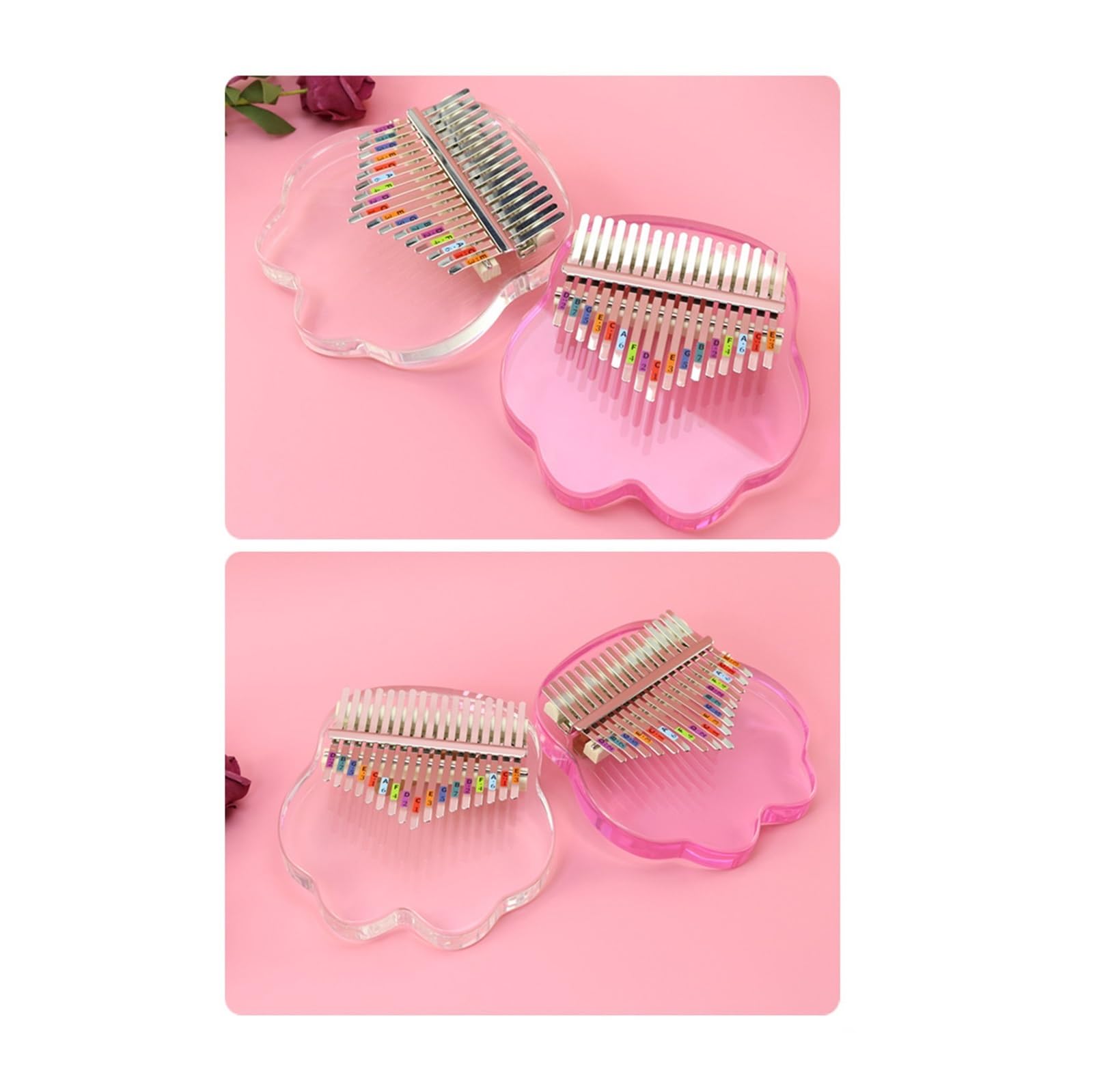 Set Di Strumenti Musicali Kalimba Pianoforte A Pollice Rosa Kalimba Trasparente A 17 Note Strumento Musicale Semplice E Portatile(2)
