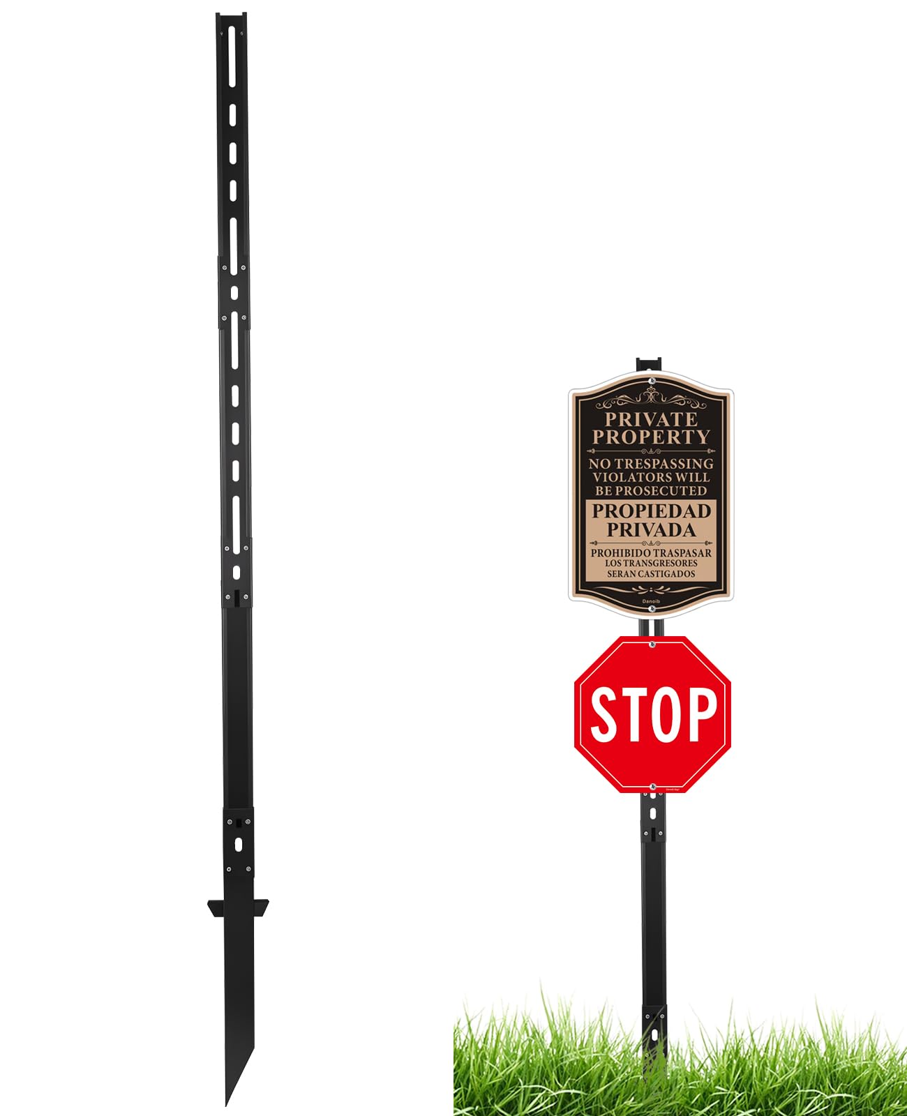 Danoib 6ft Sign Post Metal Stake for Yard, Fits 7/12/18" Signs