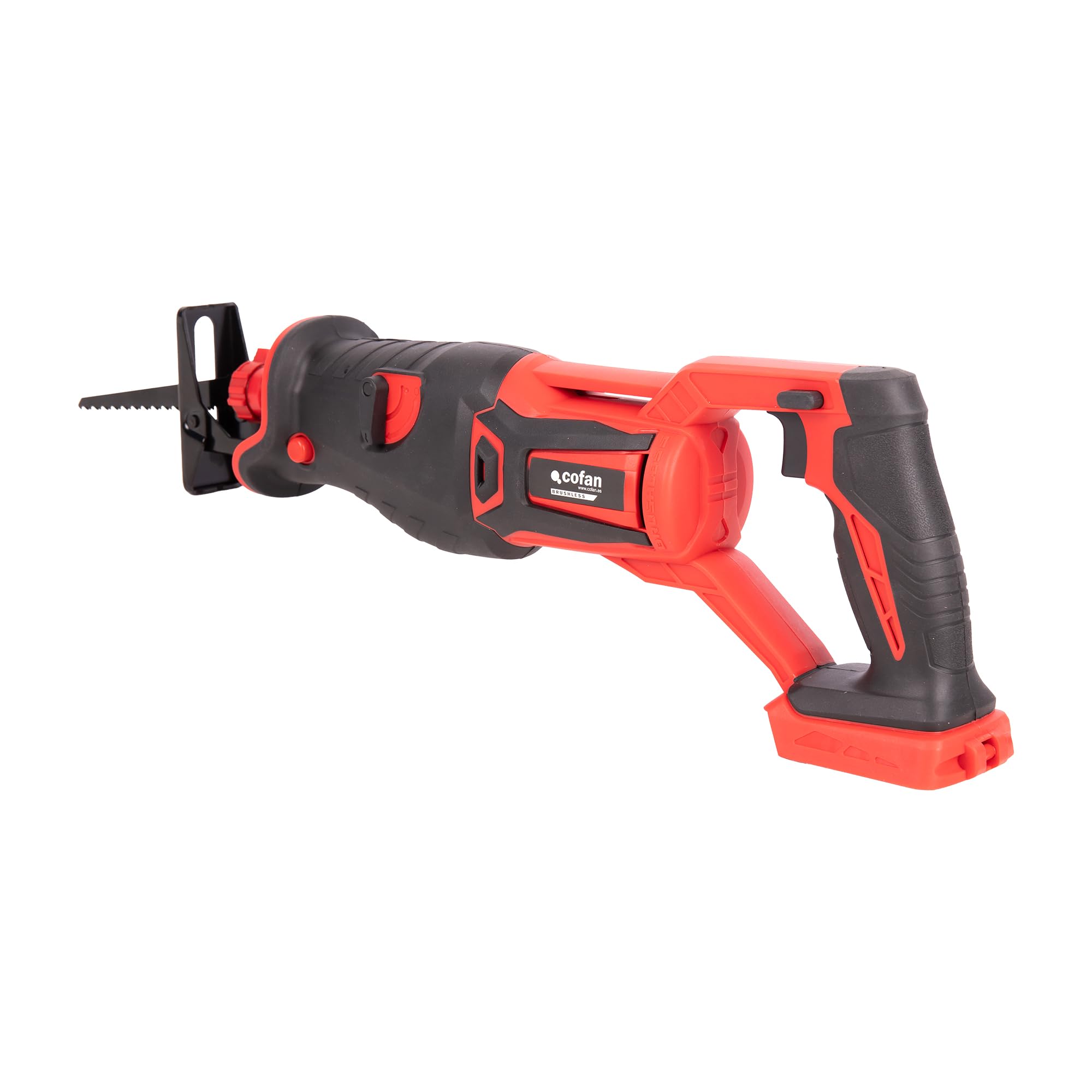 Cofan Sierra de sable a batería | Potencia: 20 V | Motor sin escobillas | Velocidad variable 0–3000 rpm | Corte 200 mm Madera / 50 mm Metal | Batería y cargador no incluidos